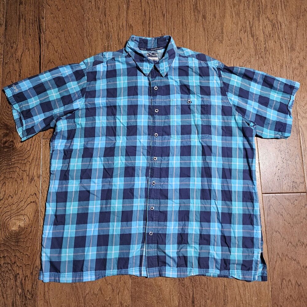 GameGuard Outdoors Button-Up Shirt Mens 3X Blue Lightweight Vented Fishing